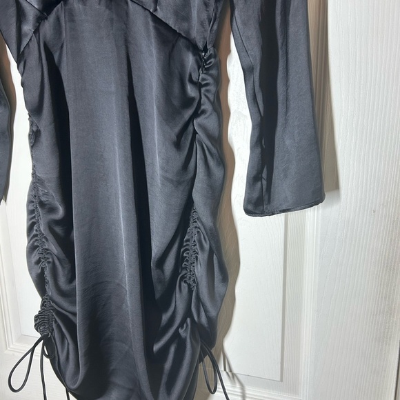 NWT Zara Sexy Black Ruched NYC Dress Size Small Sexy Fitted Cocktail Night Out - Picture 2 of 13